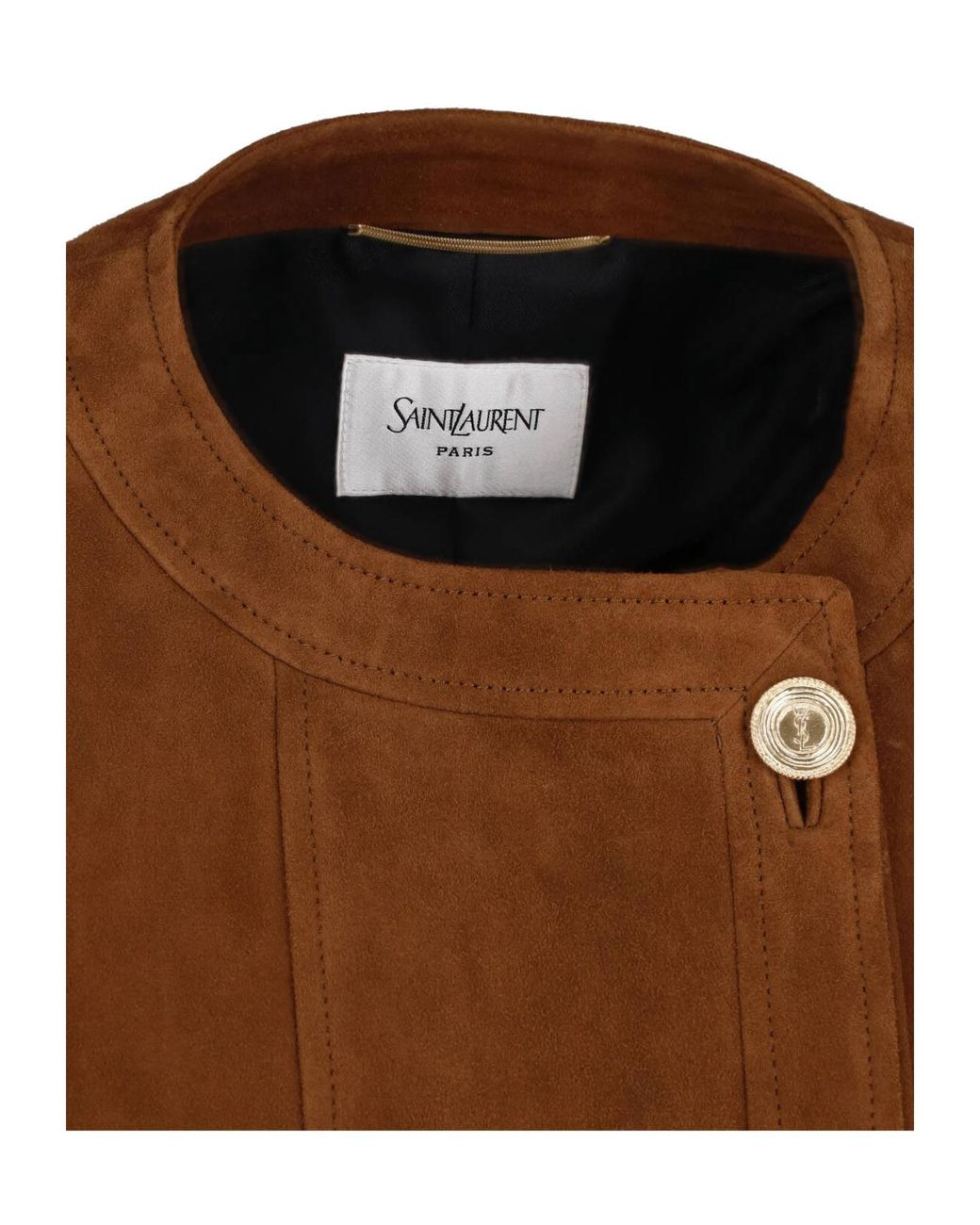 Saint Laurent Brown Suede Cassandre-Button Jacket
