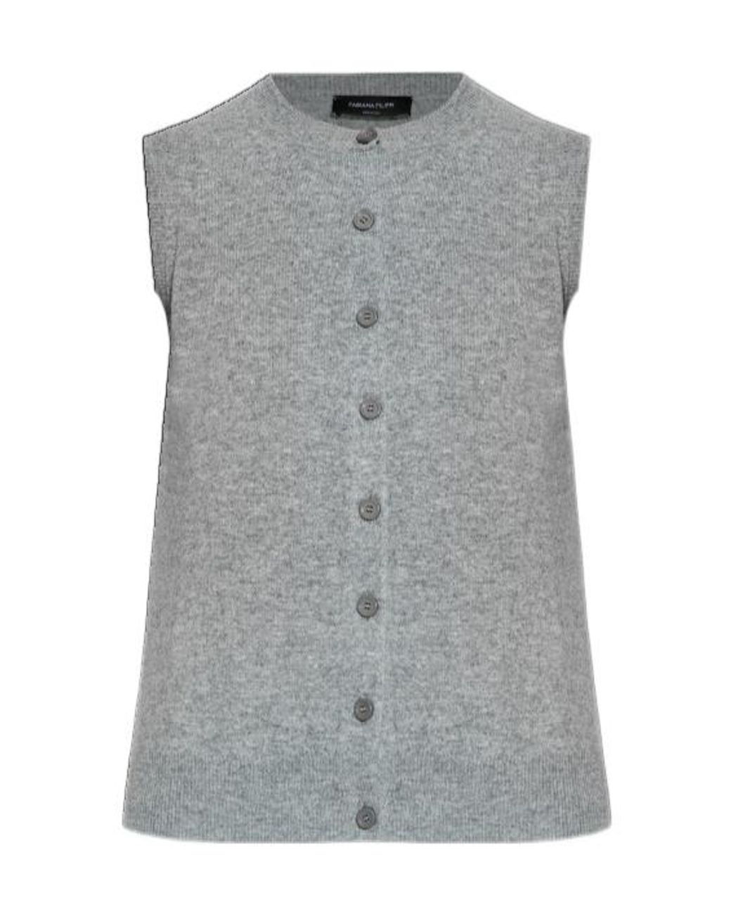Fabiana Filippi Gray Sleeveless Cardigan Sweater