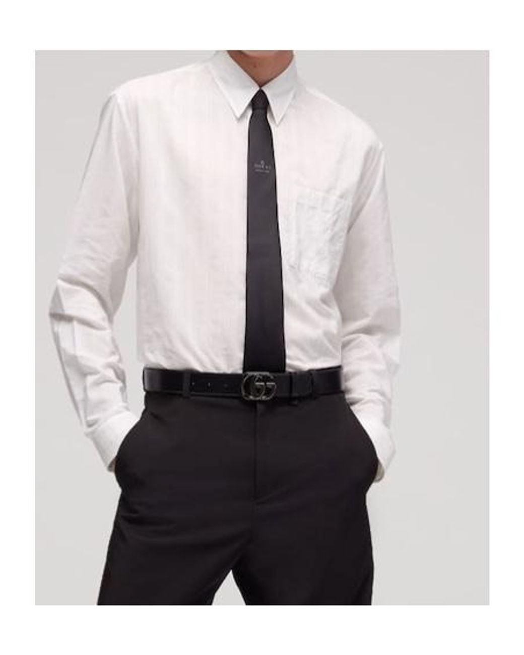Gucci White Striped Technical Cotton Shirt for men