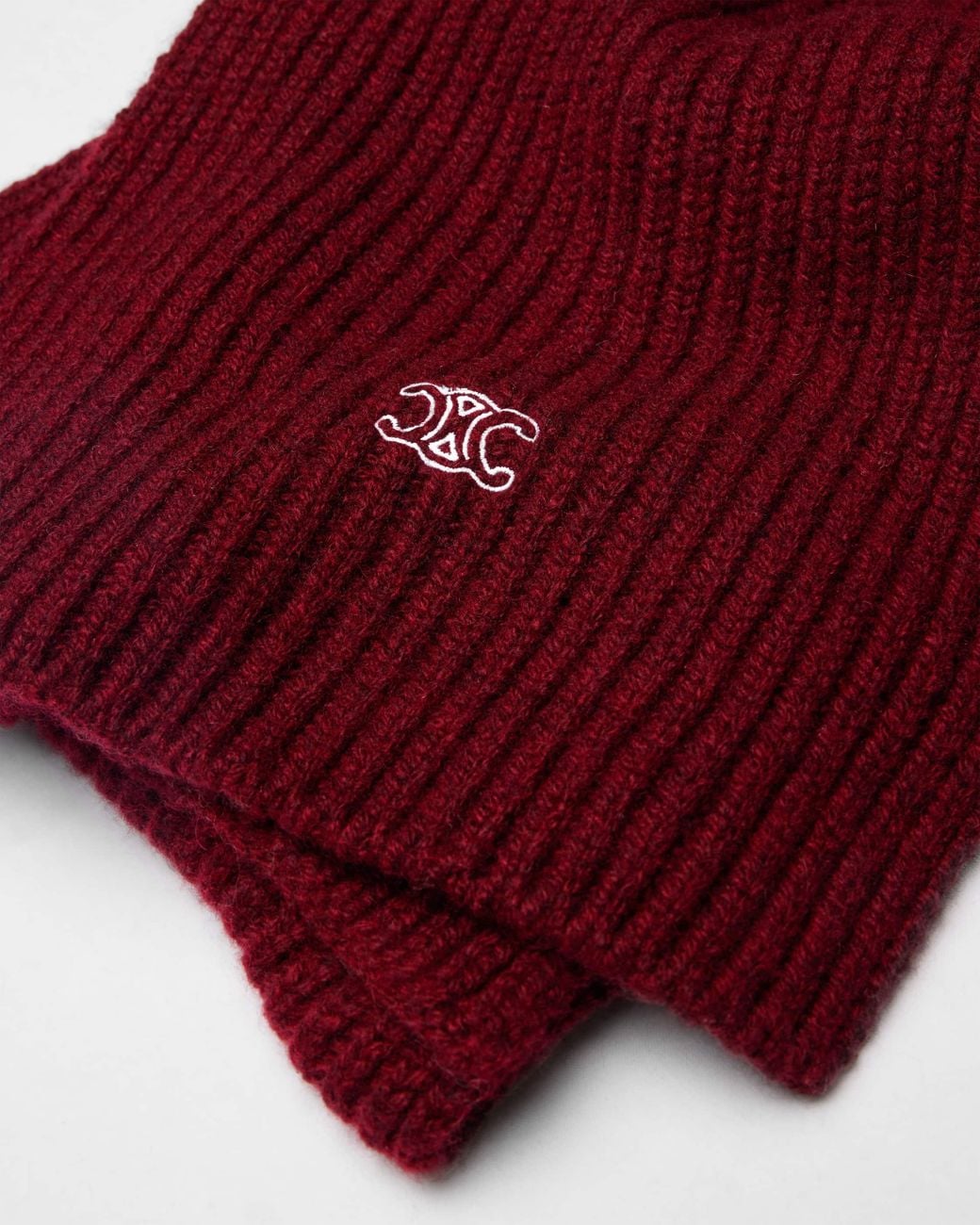 Céline Red Ribbed Cashmere Scarf