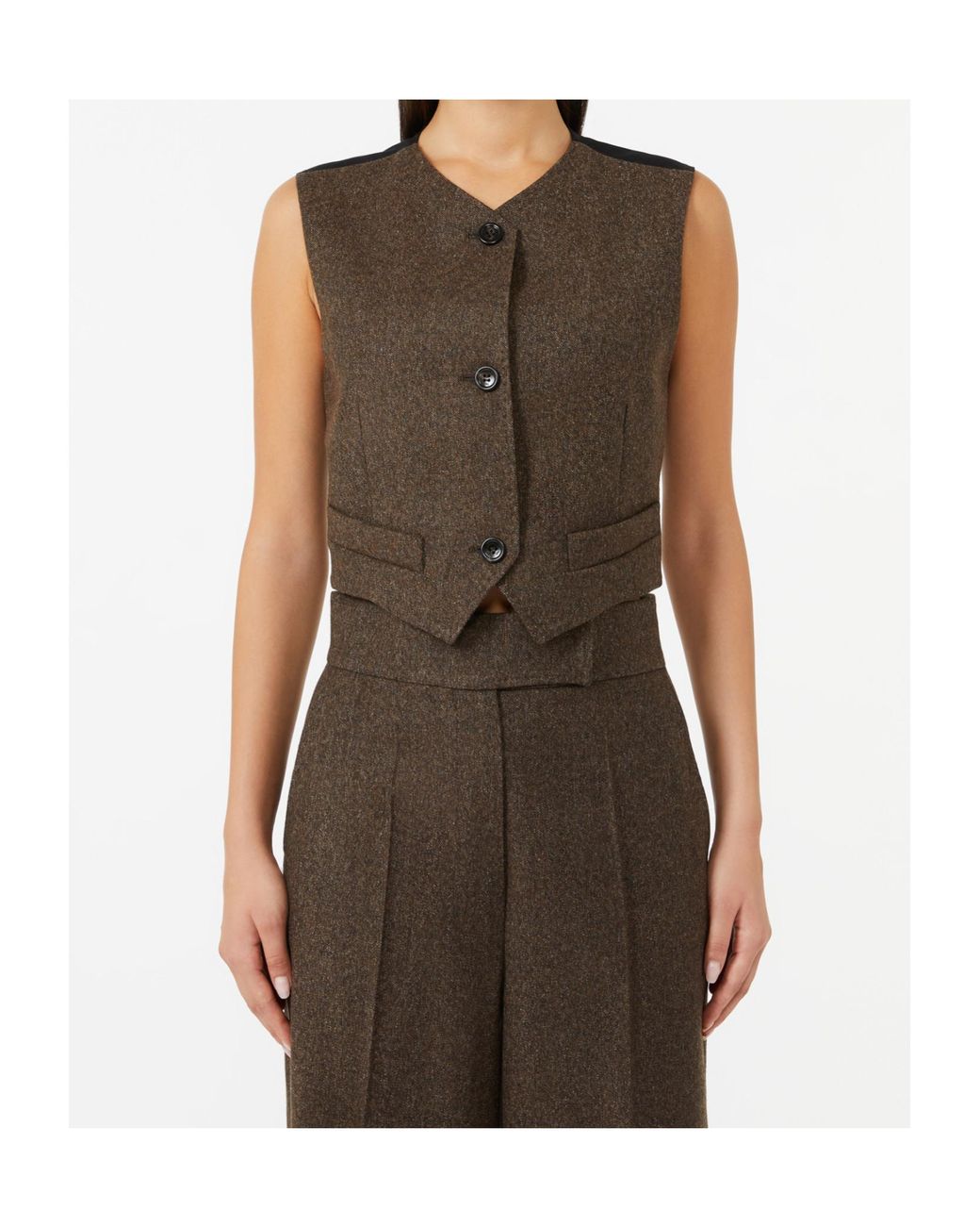 Max Mara Brown Bikini Button-Up Gilet