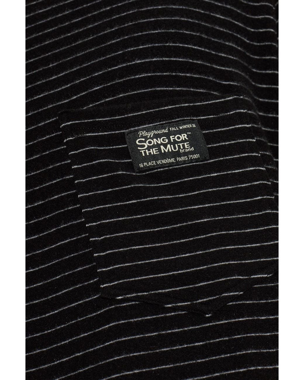 Song For The Mute Black Striped Chest-Pocket T-Shirt for men