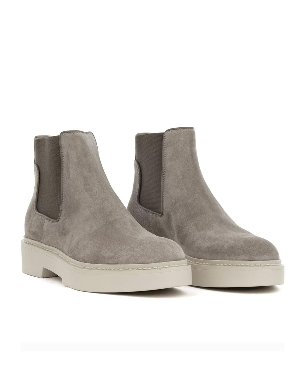 Santoni Gray Round Toe Ankle Boots