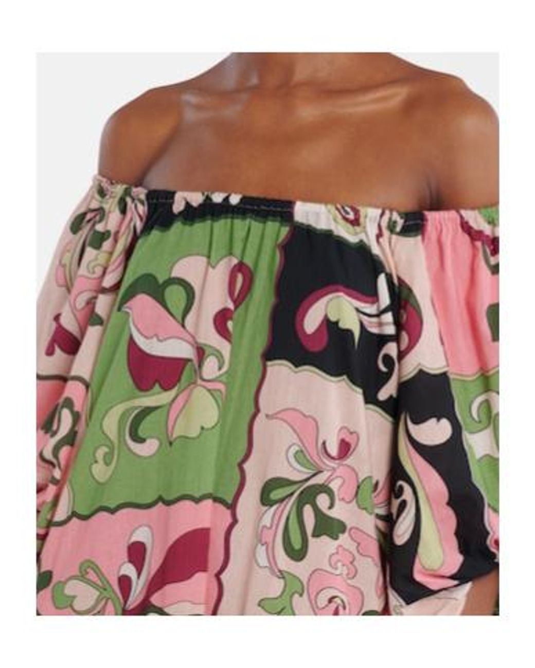 Adriana Degreas Multicolor Printed Off-Shoulder Cotton Maxi Dress