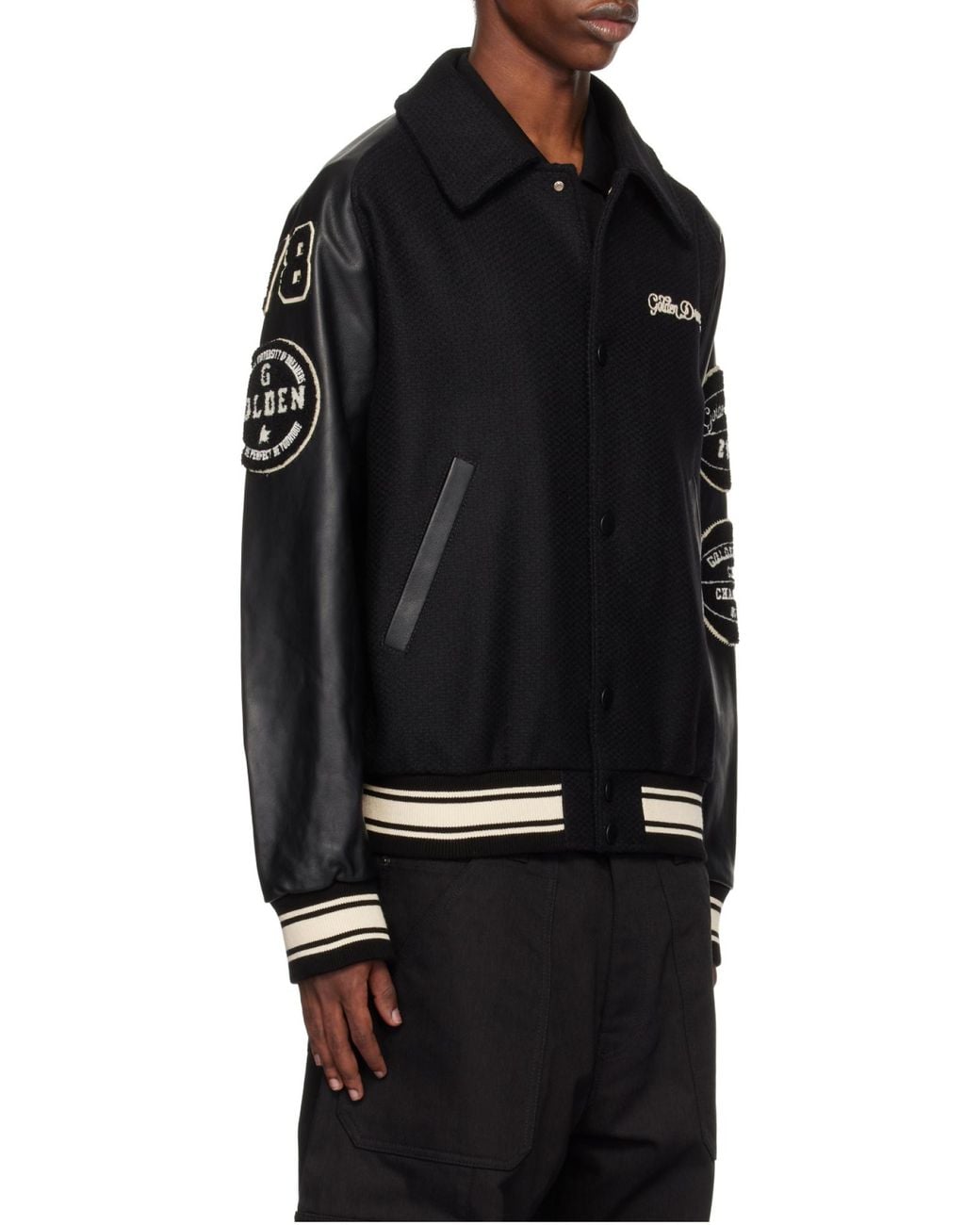 Golden Goose Deluxe Brand Black Logo Embroidered Jacket for men