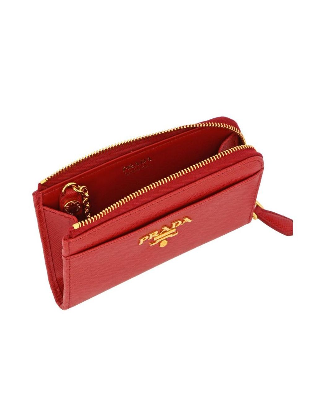 Prada Red Saffiano Keychain Purse