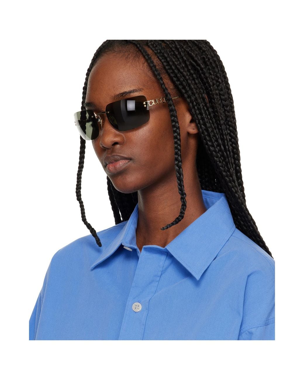 Gucci Pink Eyewear Rectangular Frame Sunglasses