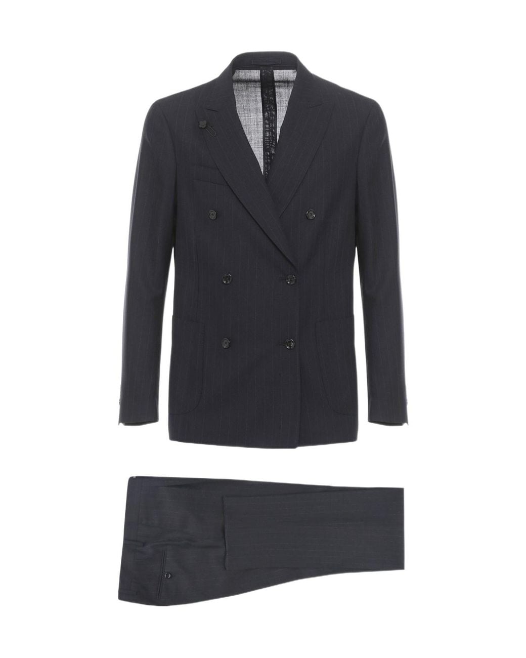 Lardini Blue Pinstriped Double-Breasted Suit for men