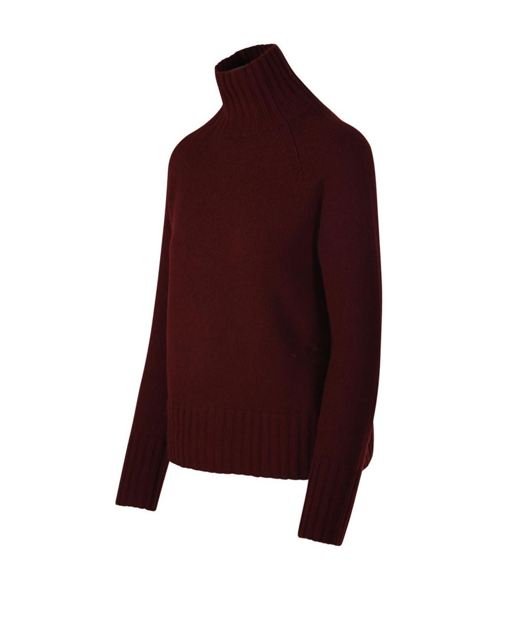 Max Mara Red Mantova Ribbed High Neck Sweater