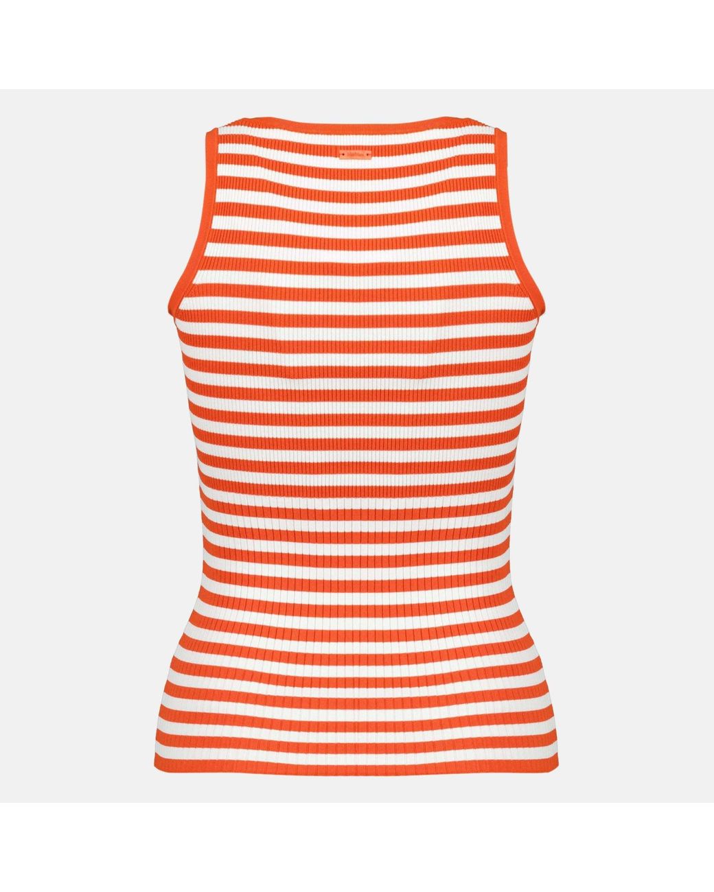 Max Mara Red Striped Ribbed Knit Tank Top