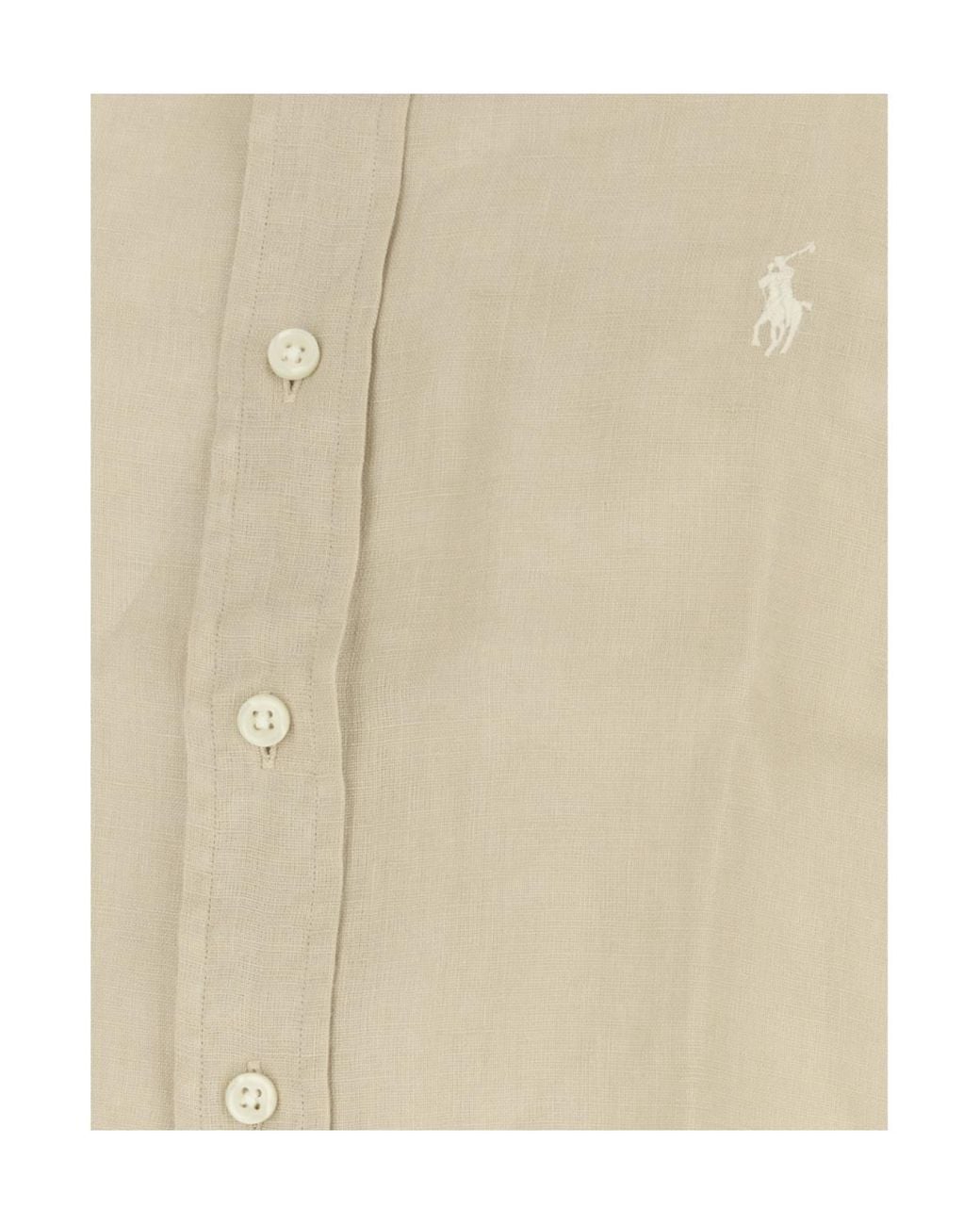 Polo Ralph Lauren White Long Sleeve Linen Shirt for men