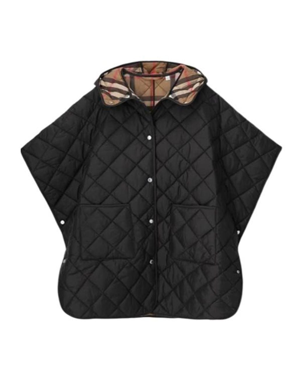 Burberry Black Quilted Hooded Cape