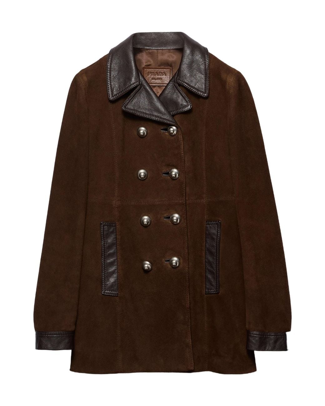 Prada Brown Double-Breasted Suede Caban Jacket