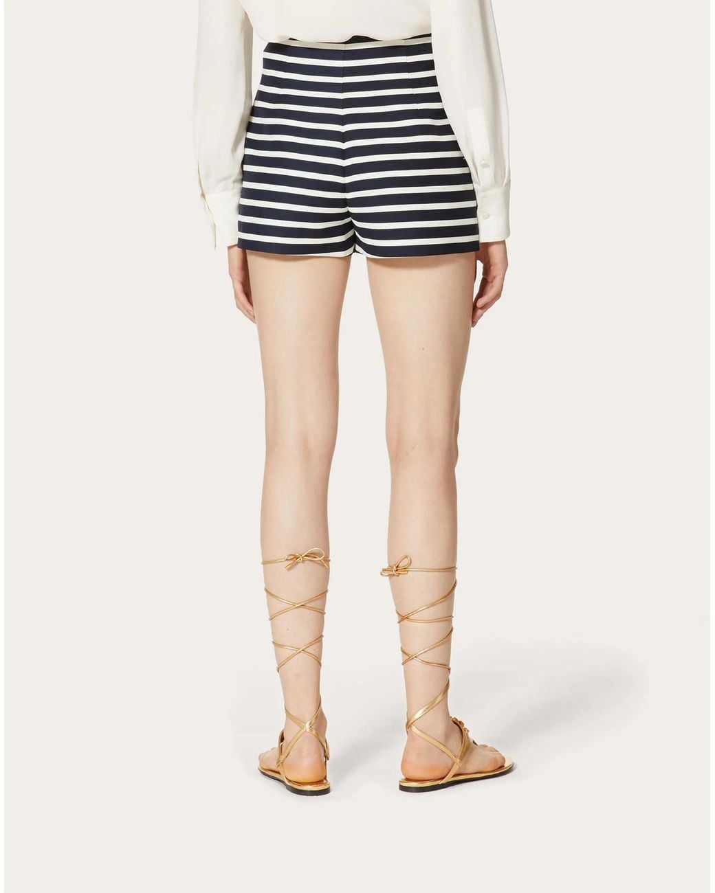 Valentino Blue Striped V-Logo Tailored Shorts