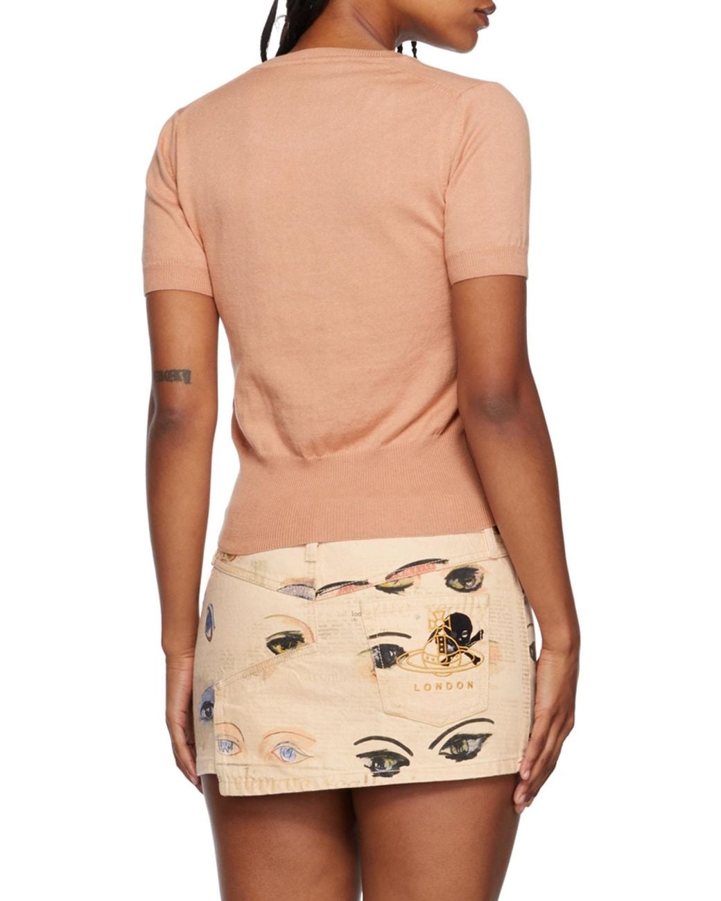 Vivienne Westwood Brown Orb-Embroidered Knitted Top
