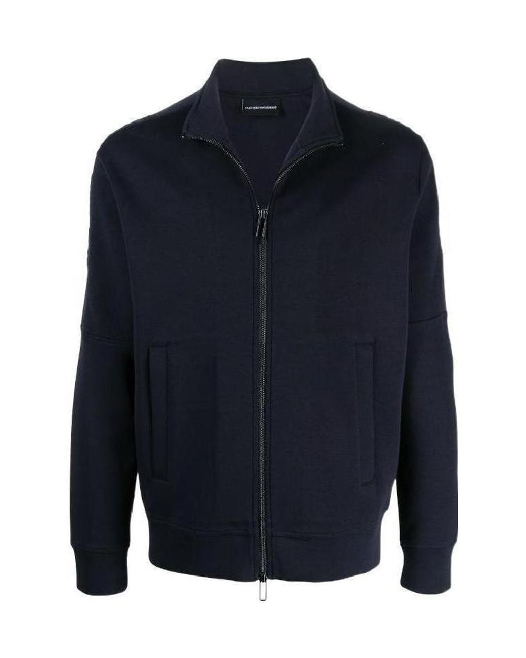 Emporio Armani Blue High Neck Zip-Up Sweatshirt for men
