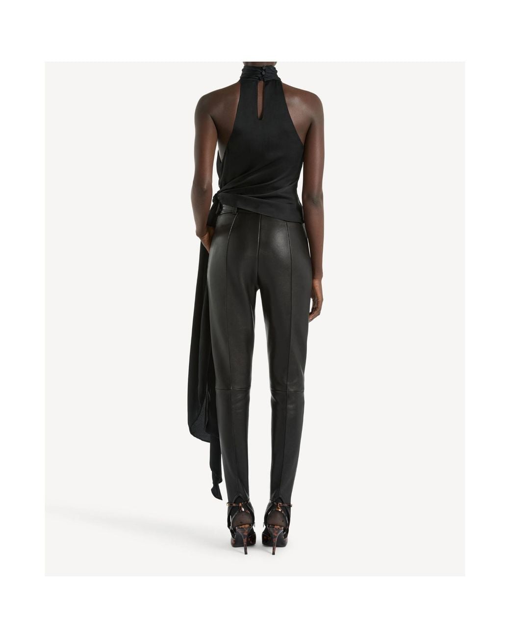 Balmain Black Open-Back Draped Blouse