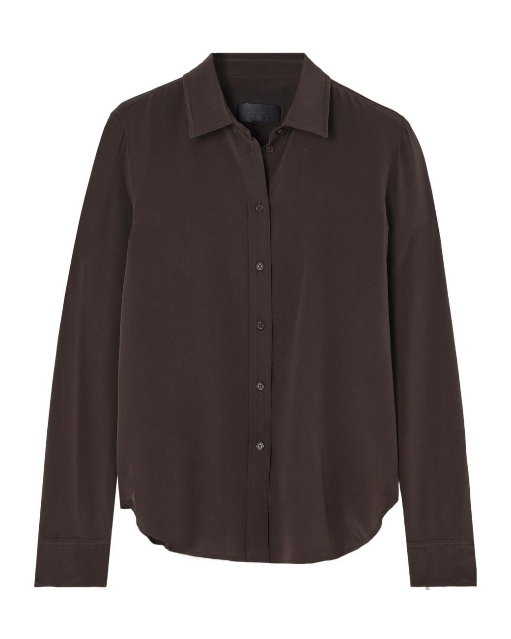 Nili Lotan Black Gaia Silk Long-Sleeve Shirt