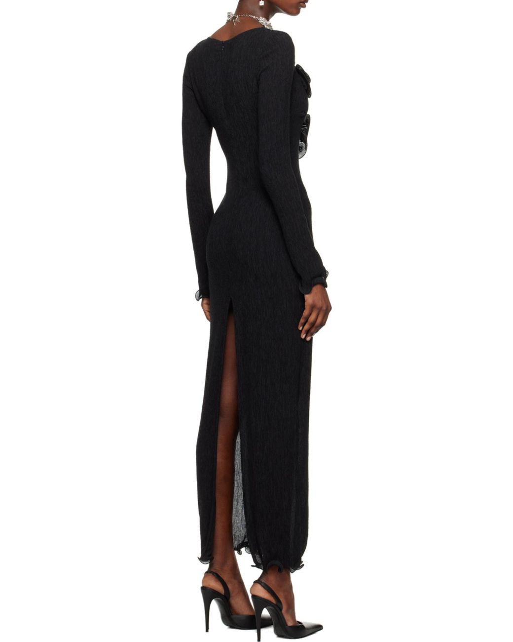 Magda Butrym Black Long-Sleeved Crepe Beach Maxi Dress