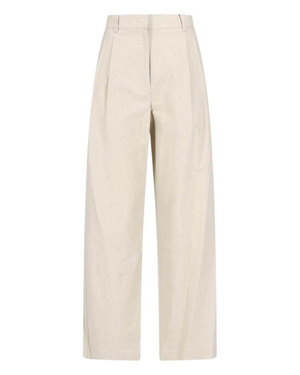 DUNST Natural Pleated Wide-Leg Pants