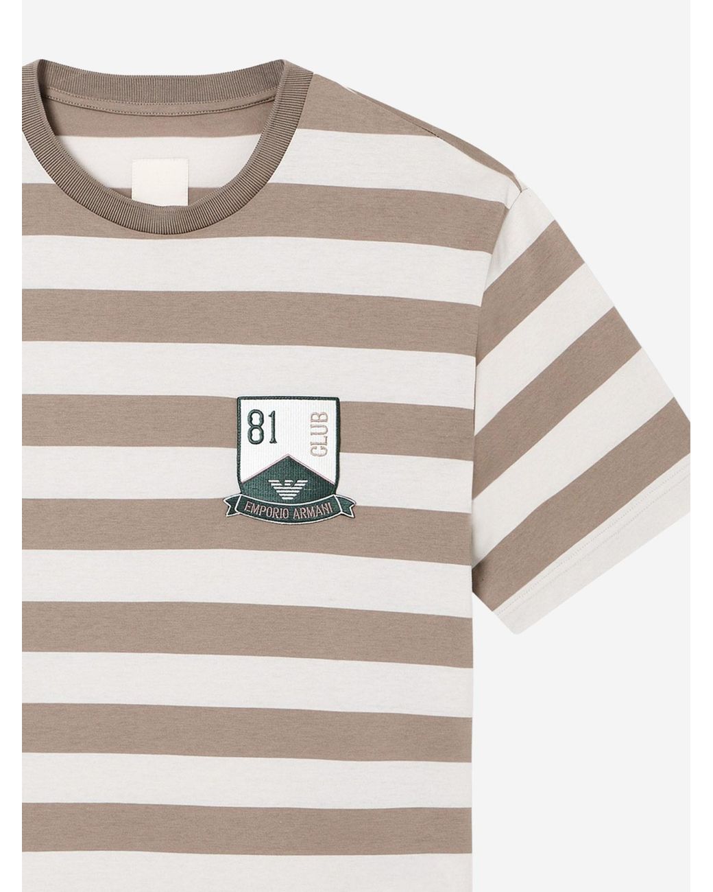 Emporio Armani White Striped Badge T-Shirt for men