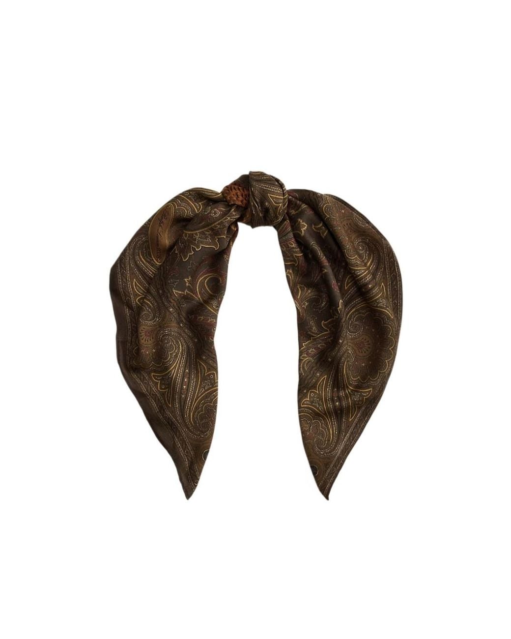 Ralph Lauren Brown Pheasant Paisley Cashmere Square Scarf