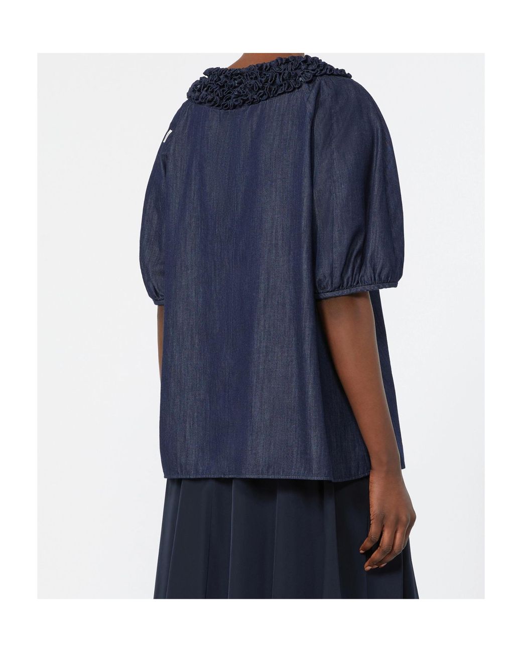 Max Mara Blue 'S Stmcatia Short-Sleeved Denim Blouse