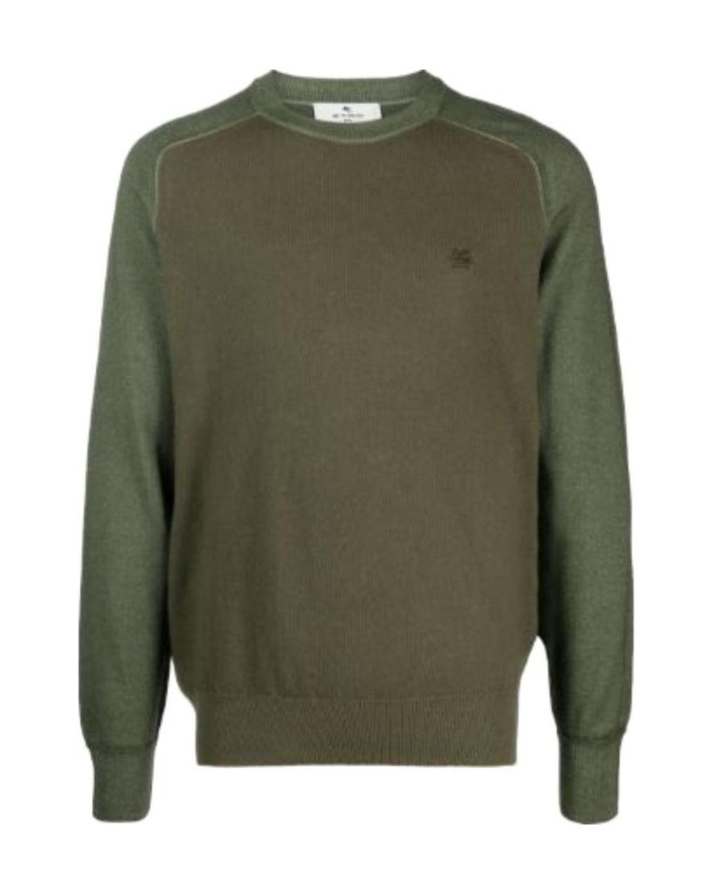 Etro Green Logo-Embroidered Crewneck Knitted Jumper for men