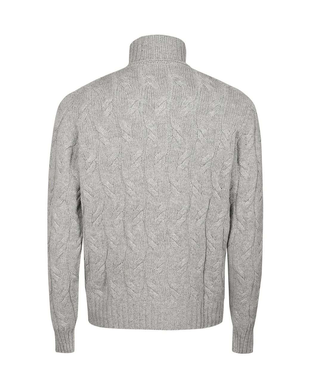 Drumohr Gray Cable Knit Turtleneck Sweater for men