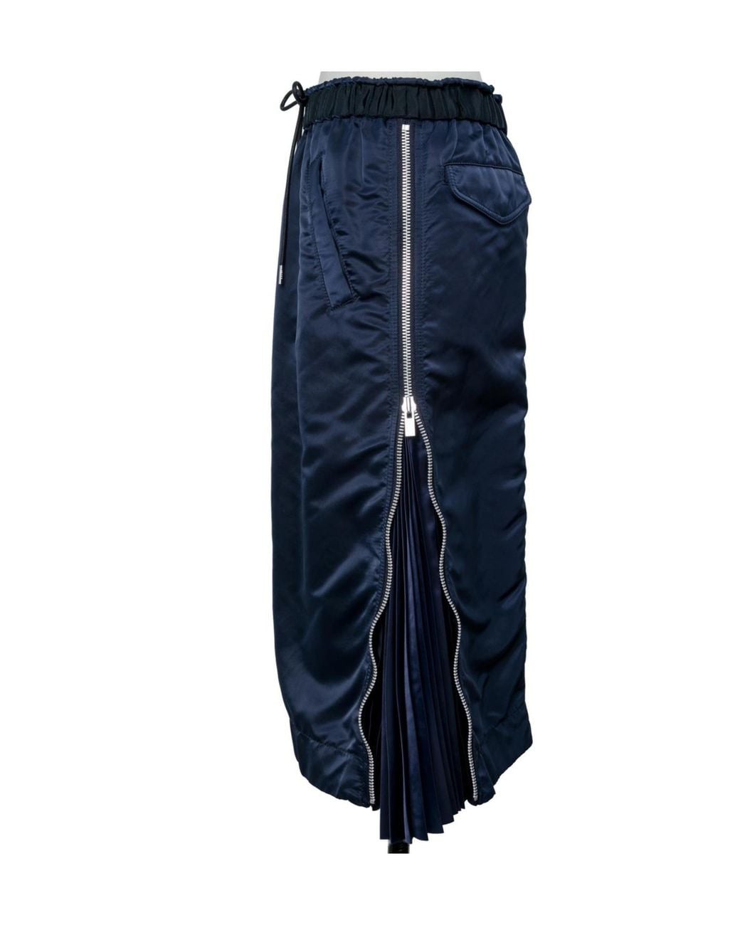 Sacai Blue Pleated Midi Skirt