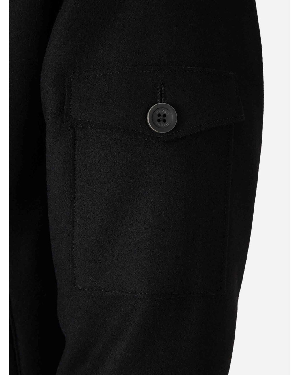 Herno Black High Collar Long Coat for men