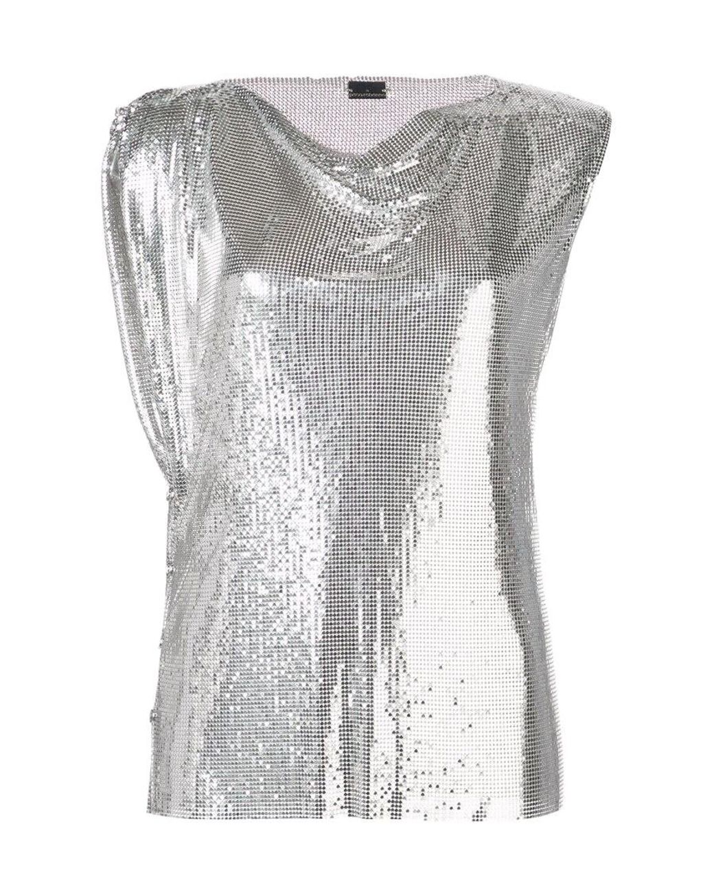 Rabanne Gray Sequin-Embellished Tank Top