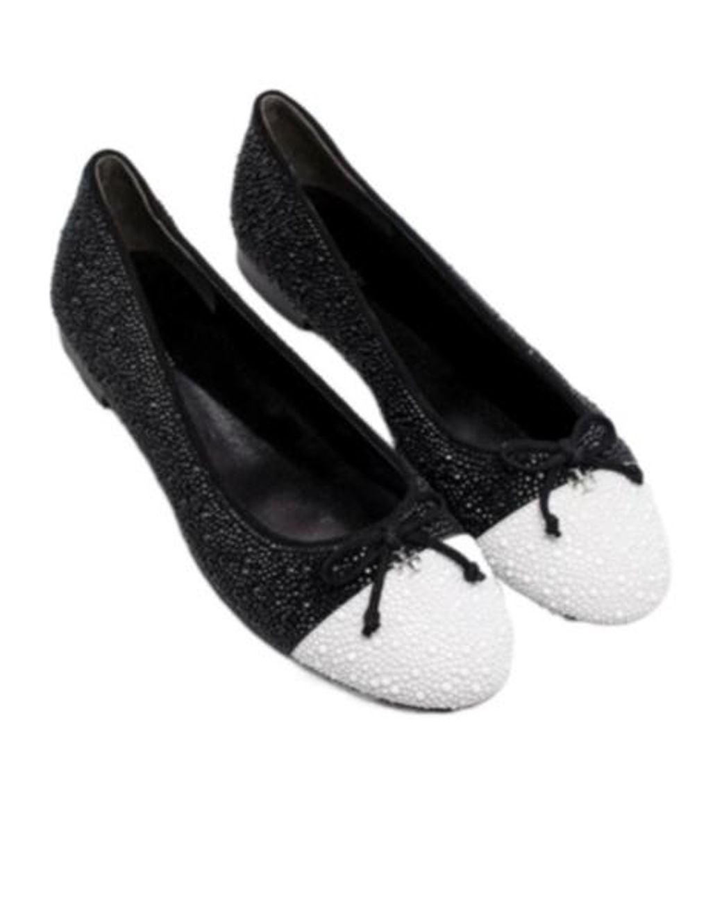 Tory Burch Black Bow-Detailed Embellished Flats