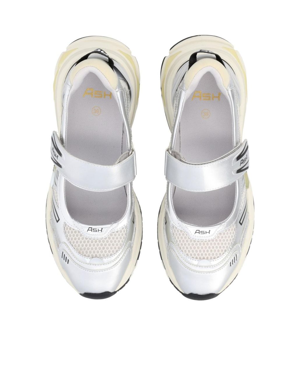 Ash White Touch-Strap Mesh-Panel Slip-Ons