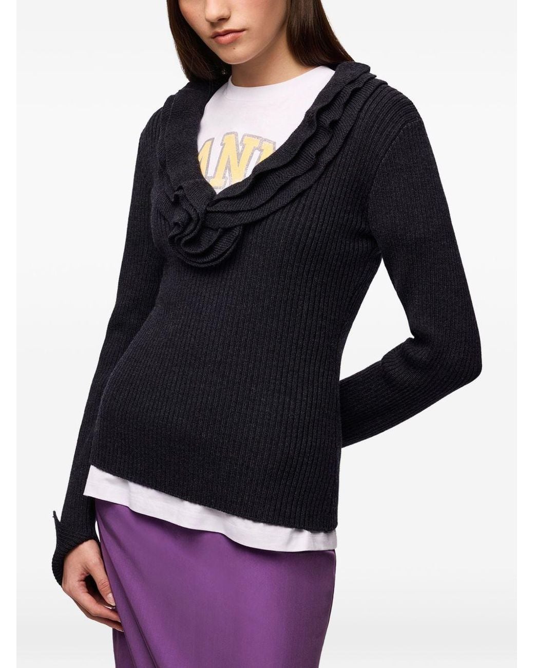 Ganni Blue Egret Ribbed Top