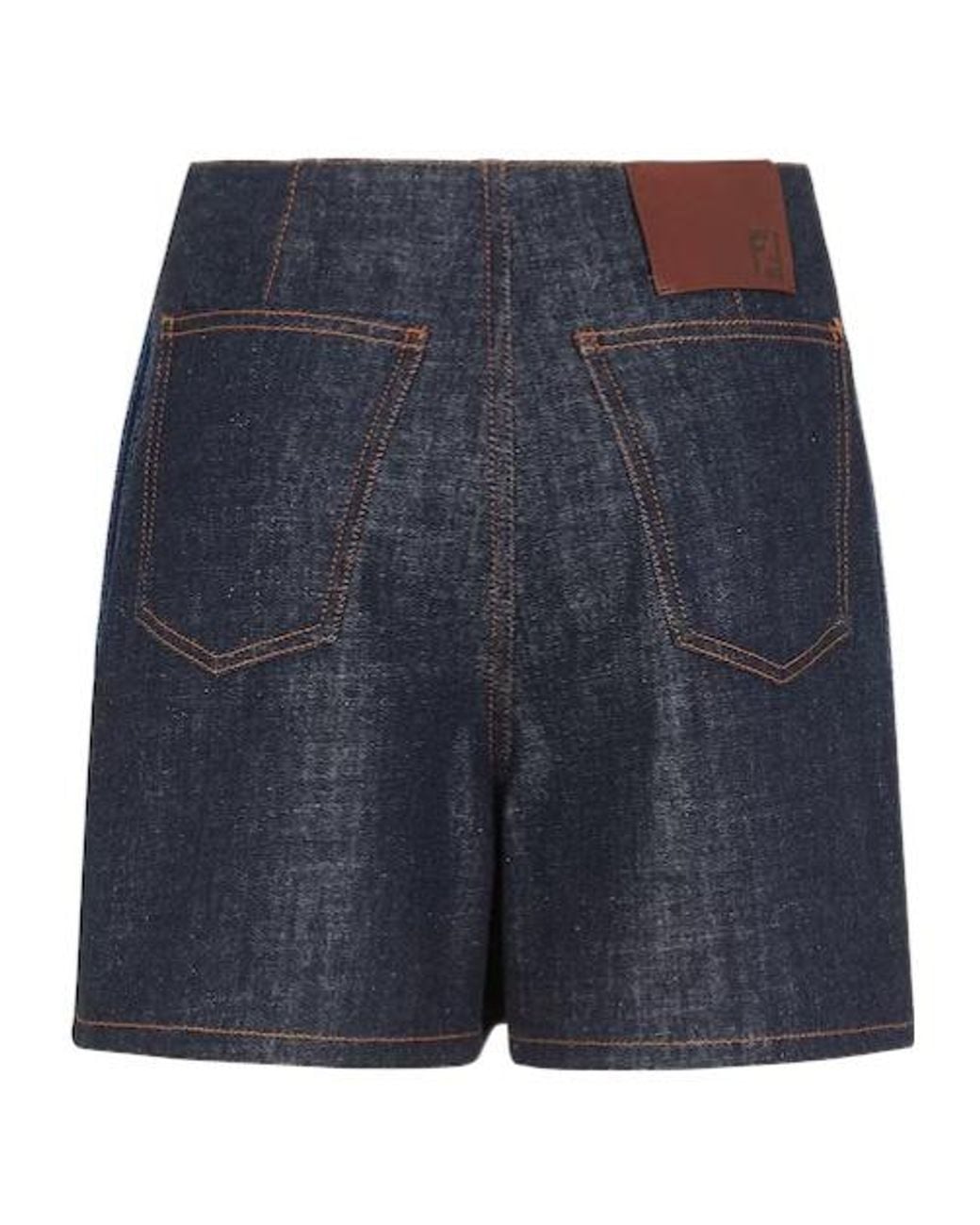 Fendi Blue Denim Panelled Logo Patch Shorts