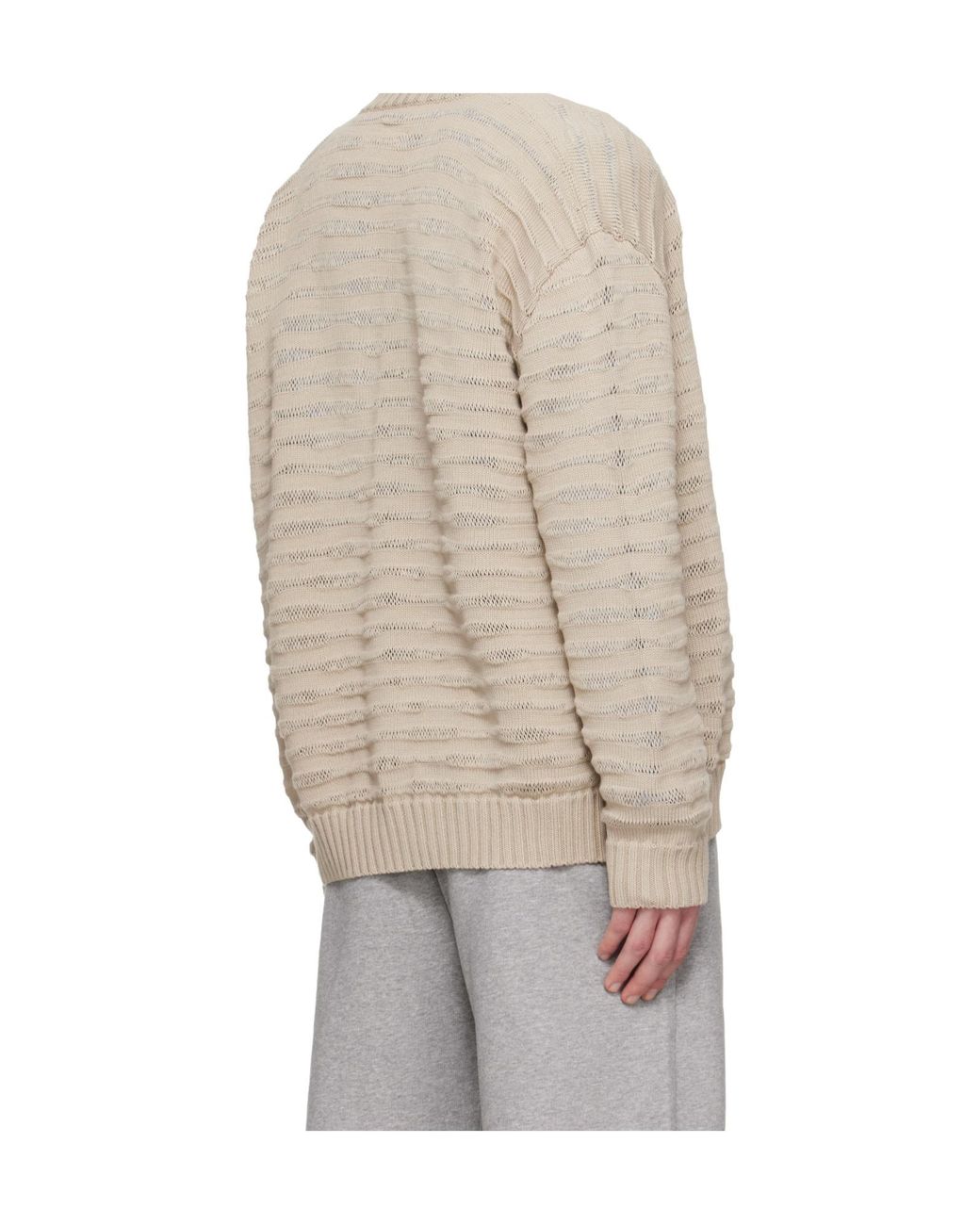 MM6 by Maison Margiela Natural V-Neck Knitted Cardigan for men