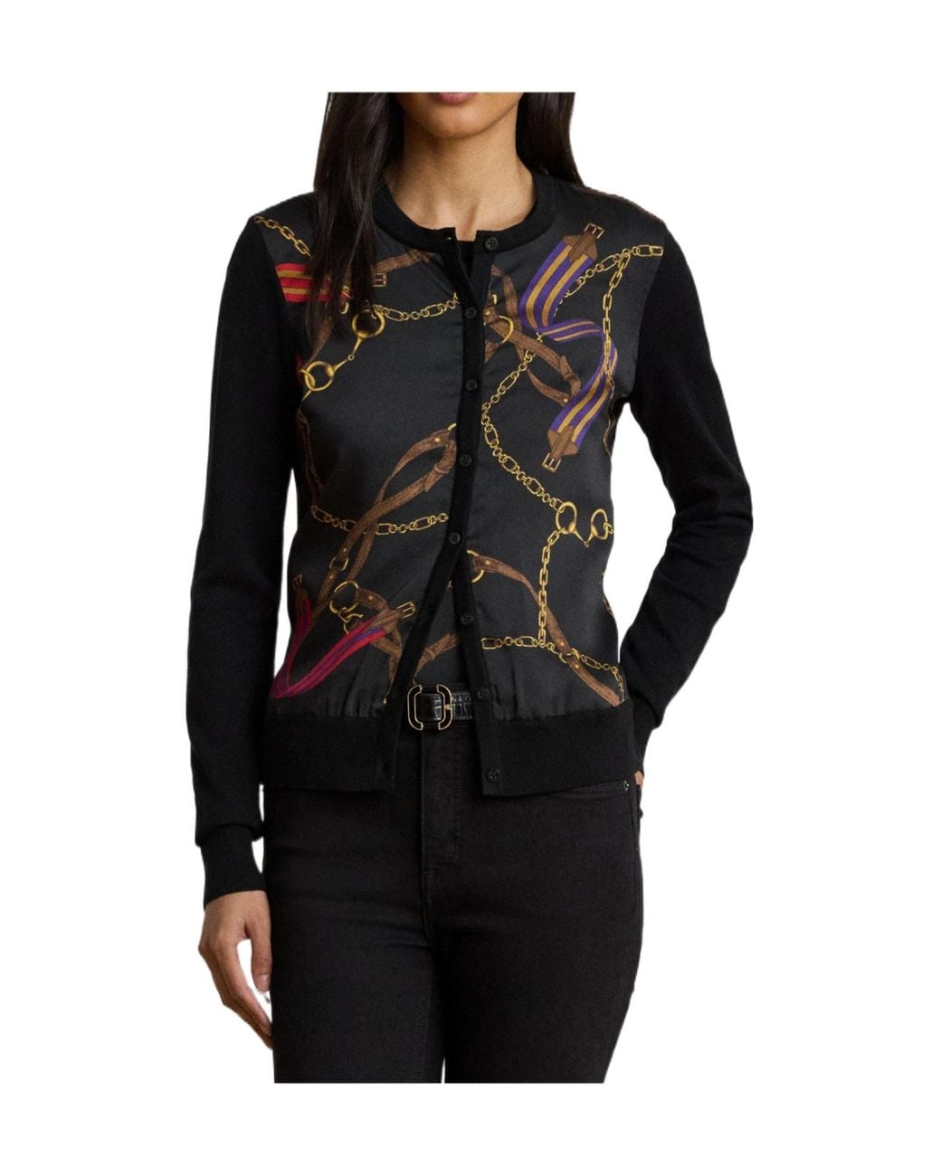 Ralph Lauren Black Ofryah Real Leather Crew Neck Jumper