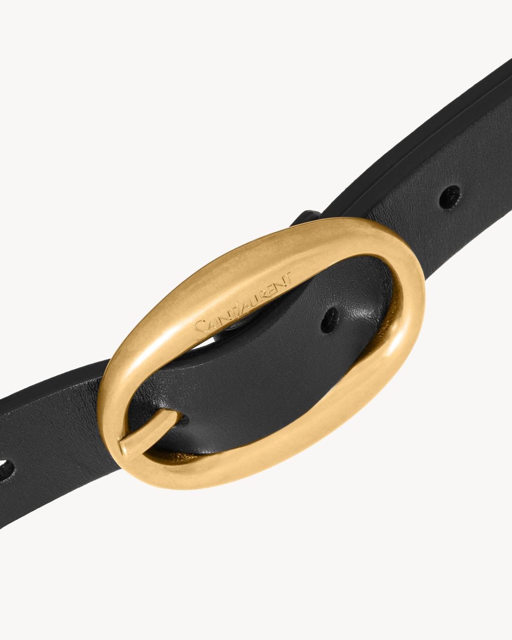 Saint Laurent White Oval Buckle Belt