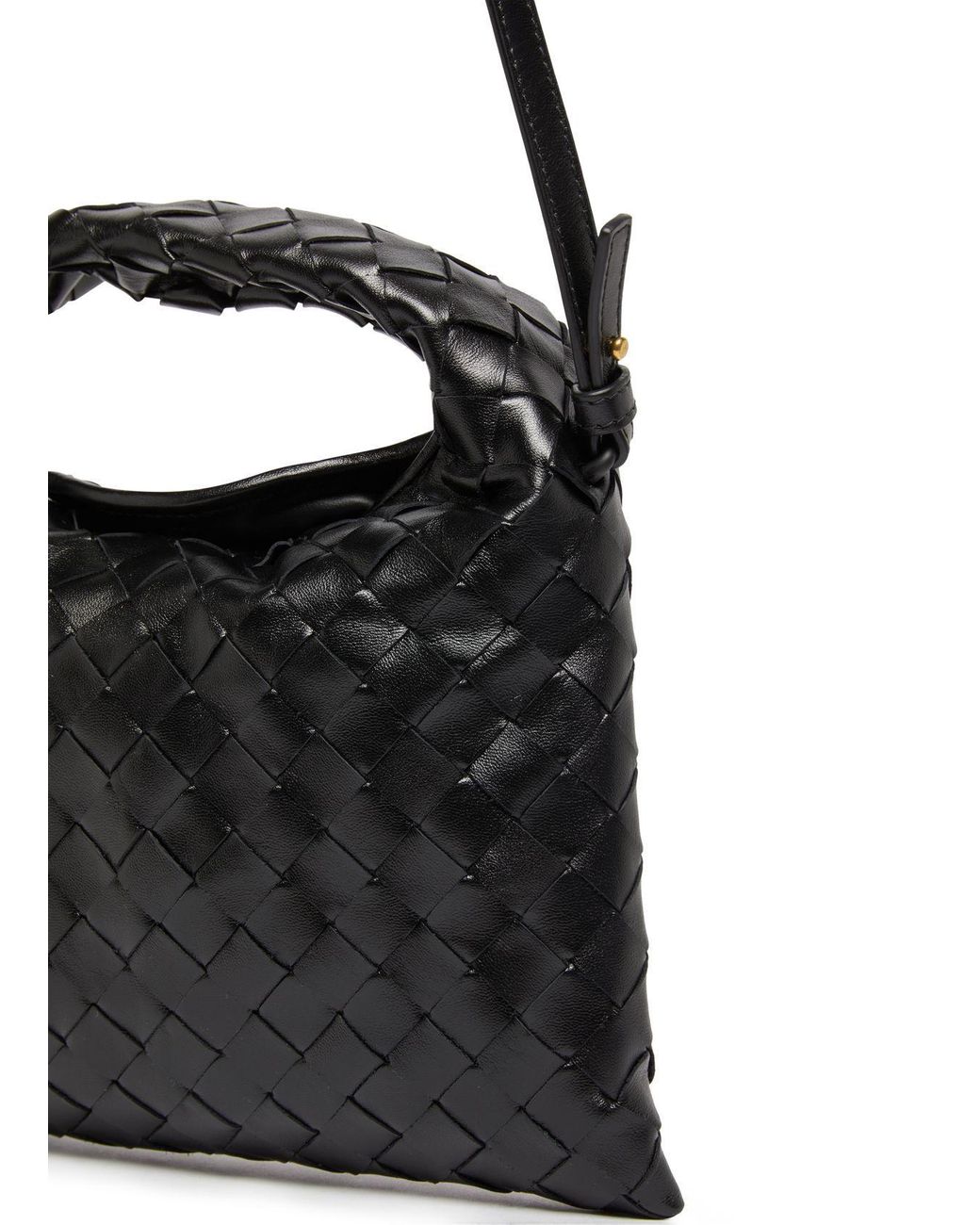 Bottega Veneta Black Woven Detail Shoulder Bag