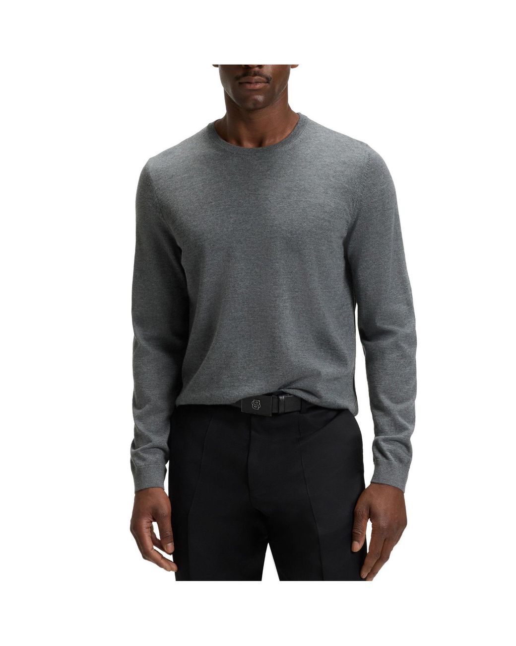 Boss Gray Lightweight Knit Sweater for men
