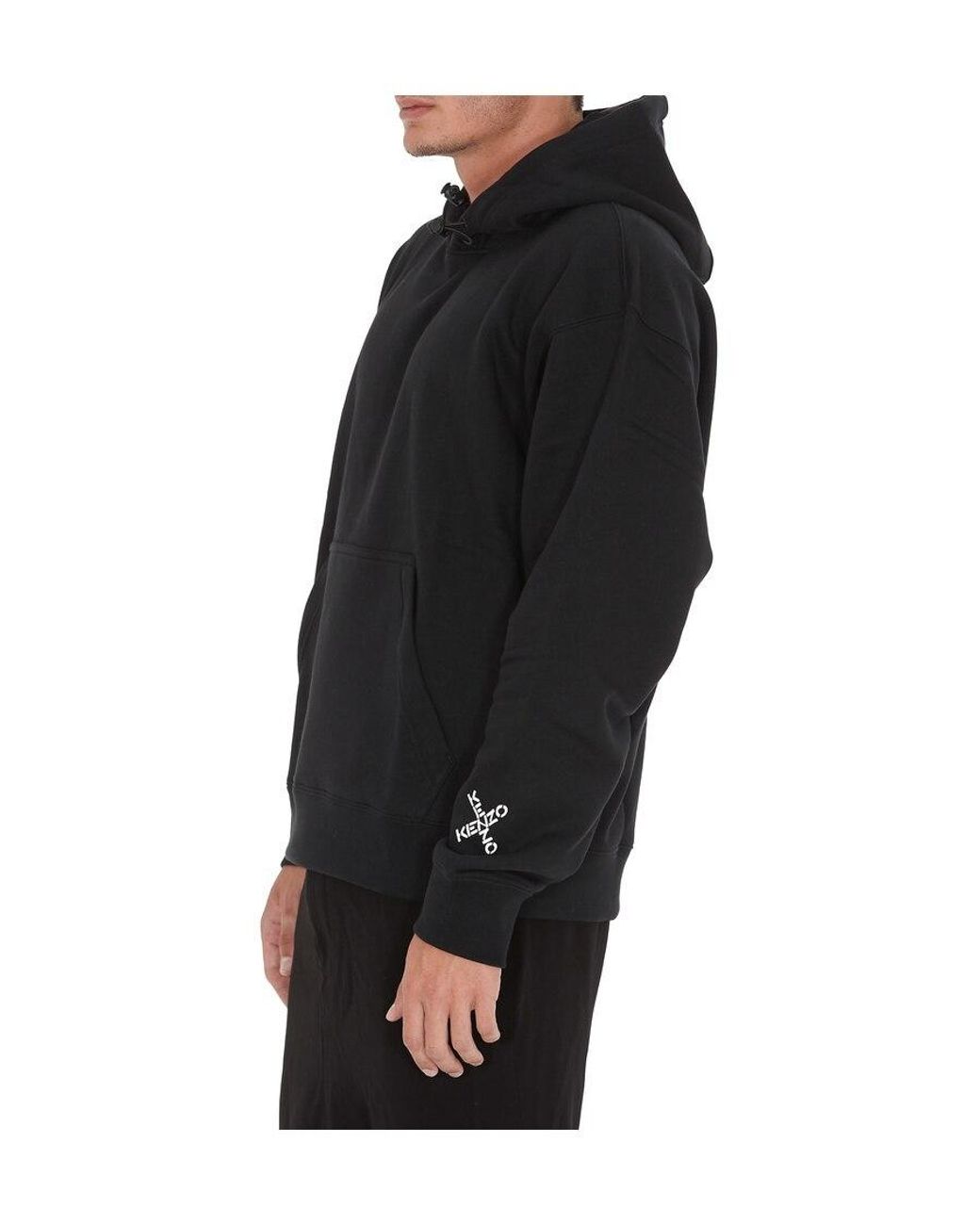KENZO Black Logo-Print Hoodie for men