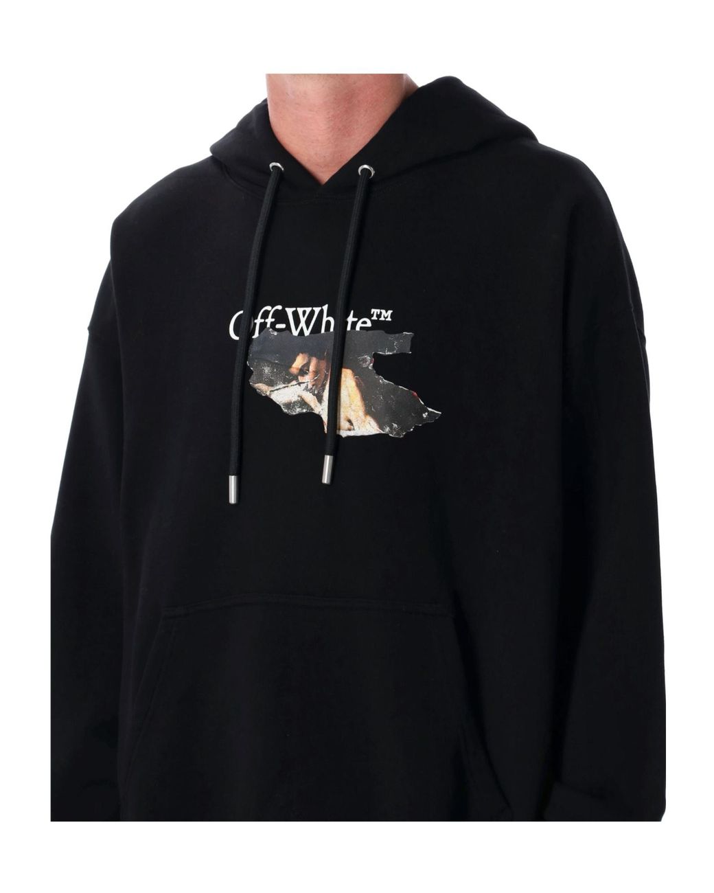 Off-White c/o Virgil Abloh Black Paint Arrow Cotton Skate Hoodie for men