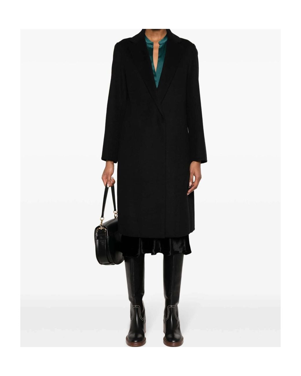 Vince Black Notched-Lapel Trench Coat