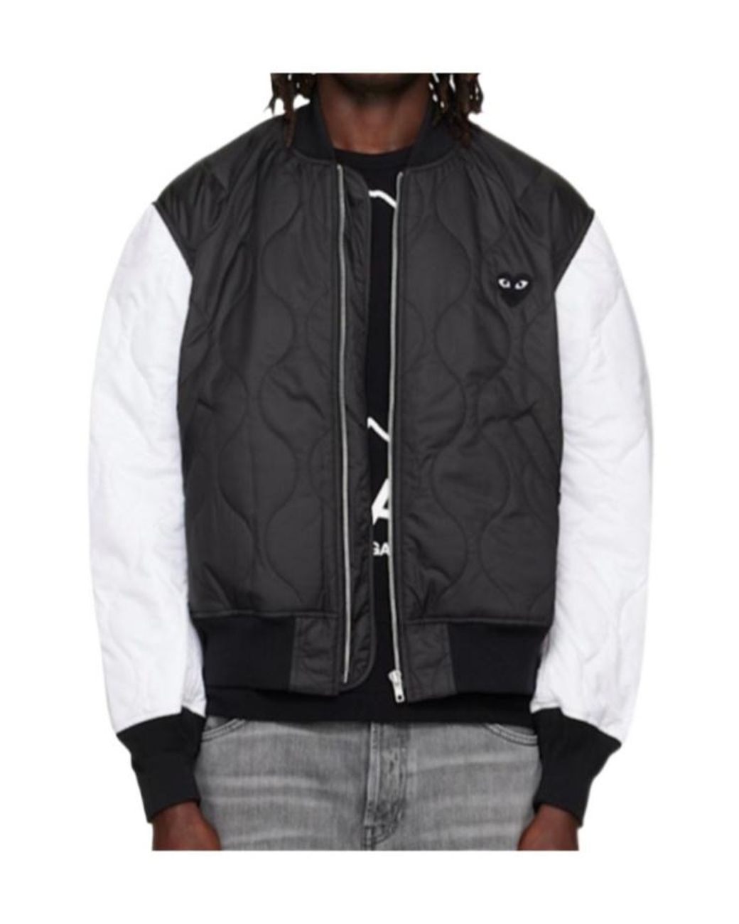 COMME DES GARÇONS PLAY Black Quilted Logo-Print Jacket for men