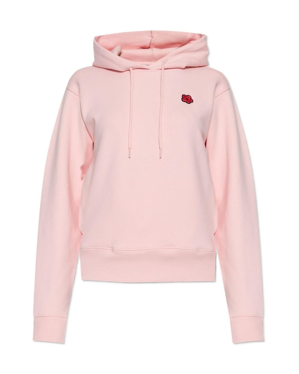 KENZO Pink Logo Patch Drawstring Hoodie