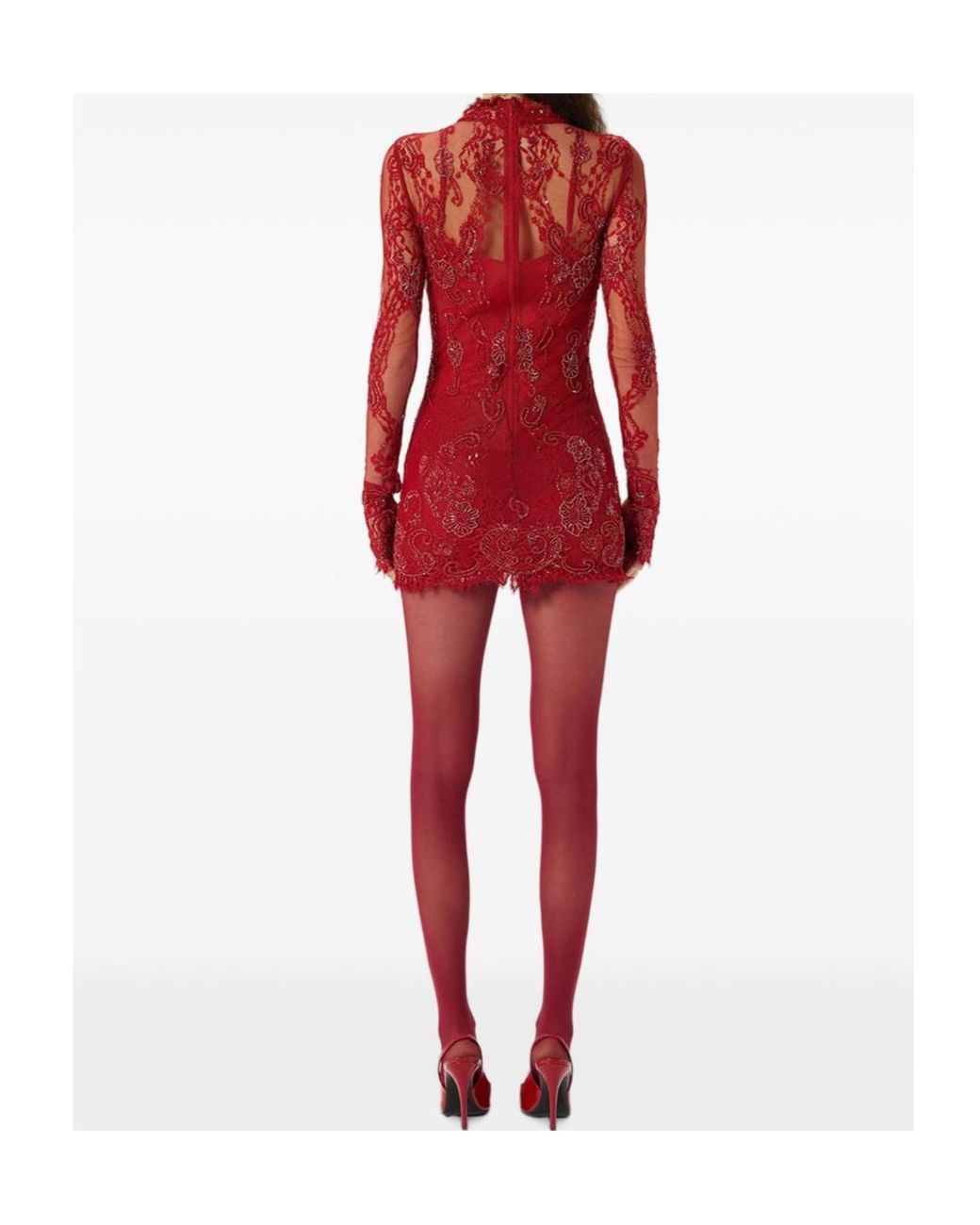 Blumarine Red Lace Mini Dress