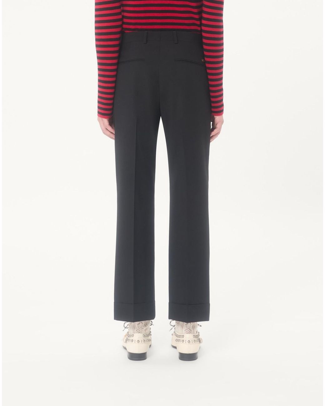 Valentino Black Cuffs Vlogo Cropped Pants for men