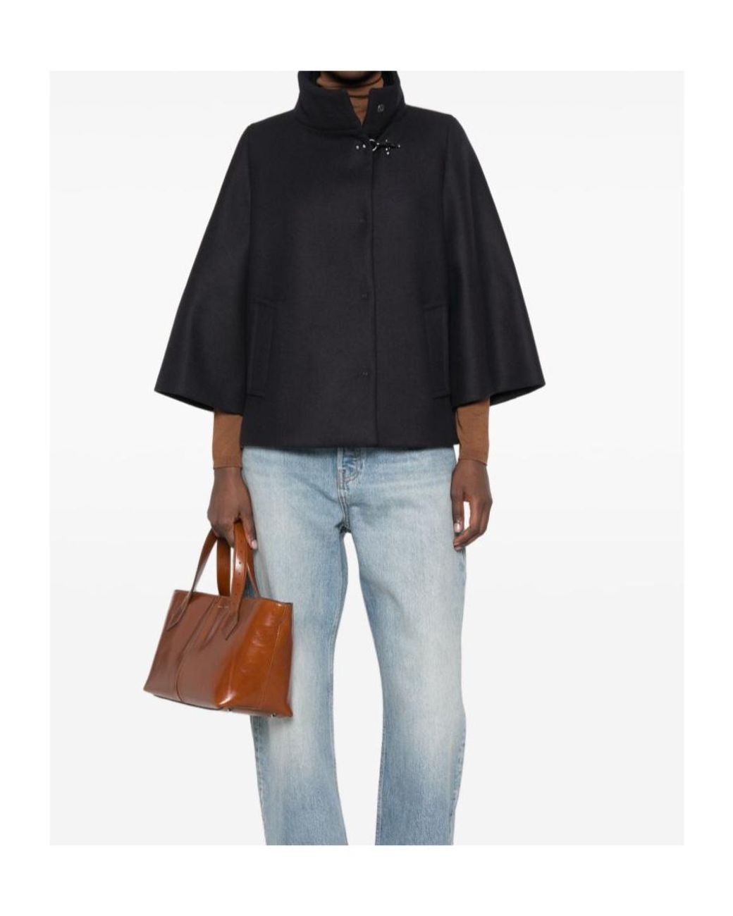 Fay Blue Toggle-Fastening Funnel-Neck Cape