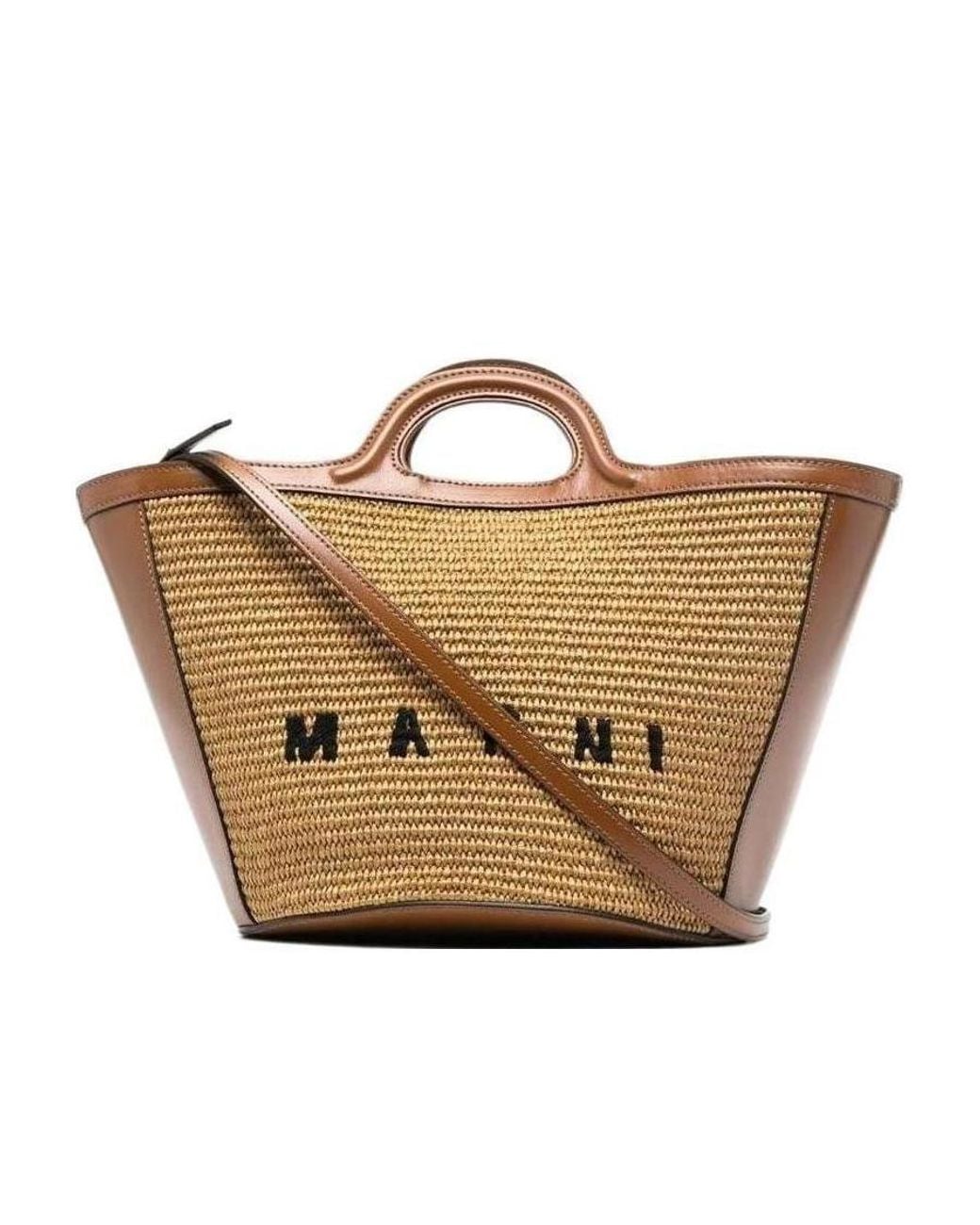Marni Brown Tropicalia Small Tote Bag